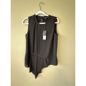 BCBG Maxazria "Brea" XS Top Black Asymmetrical NWT $138 MSRP